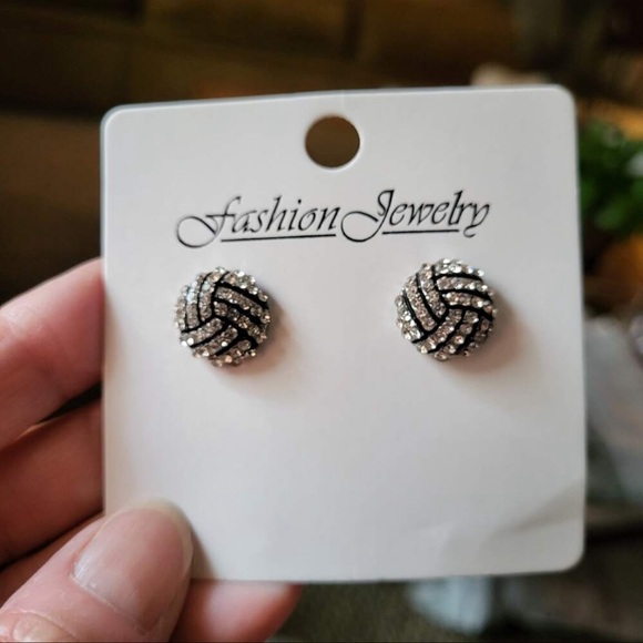 🏐 Volleyball Rhinestone Earrings 🏐 - Picture 2 of 3